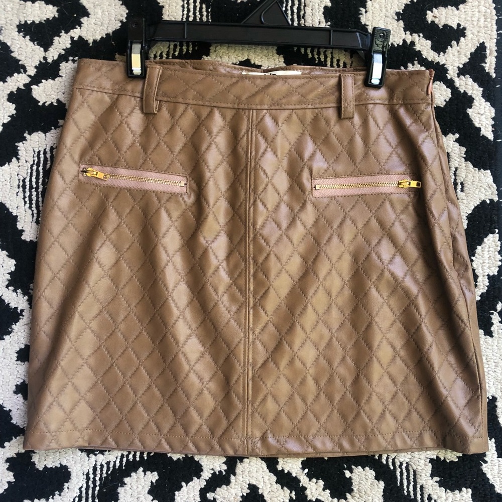 Ya Los Angeles Brown Pleather Skirt